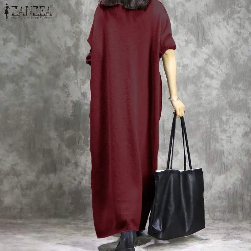 ZANZEA, винтажный свитер с высоким воротом, платье, случайные толстовки с капюшоном, женский весенний сарафан, женский халат размера плюс 7