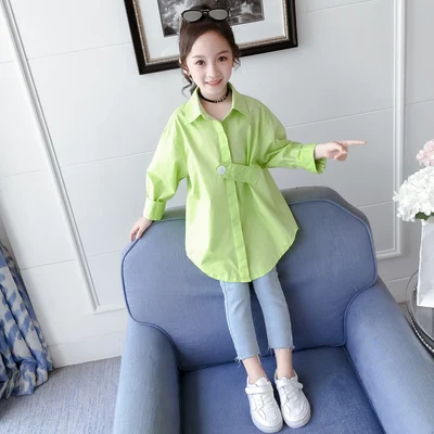 Teenager Kids Blouse Shirt Casual Children Clothes Baby Girls Shirts Solid Girl Blouse Shirt Long Sleeve Teenager Blouses Tops