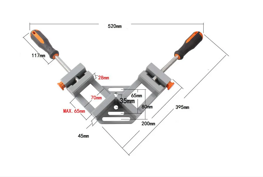 Деревообработка с одной ручкой 90 градусов Алюминиевый Сплав Прямоугольный зажим угловой зажим рамка угловой зажим инструмент плоскогубцы