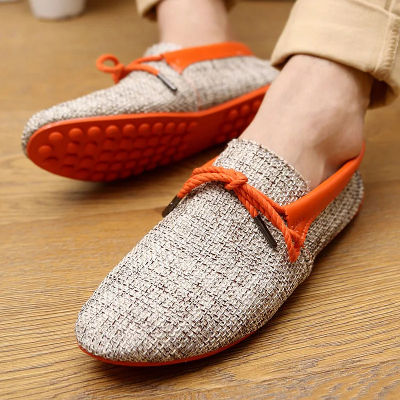 

UPUPER Breathable Linen Casual Men's Loafers Shoes Summer Canvas Shoes Men Flats Leisure Fisherman Driving Cloth Shoes Wicking