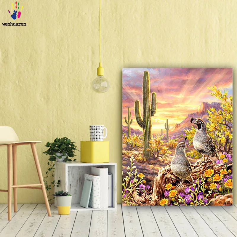 DIY картинки для раскраски по номерам с цветами три разных вида фотографии птиц Рисование Живопись по номерам в рамке дома
