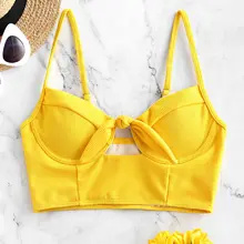 Бикини-топ на косточках в рубчик с узлом Zaful