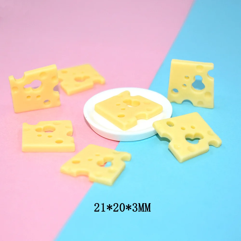 20Pcs Simulation Resin Cheese Cabochon Flatback Mini Fake Food DIY Embellishments Fit Phone Deco Part Jewelry Making Accessories