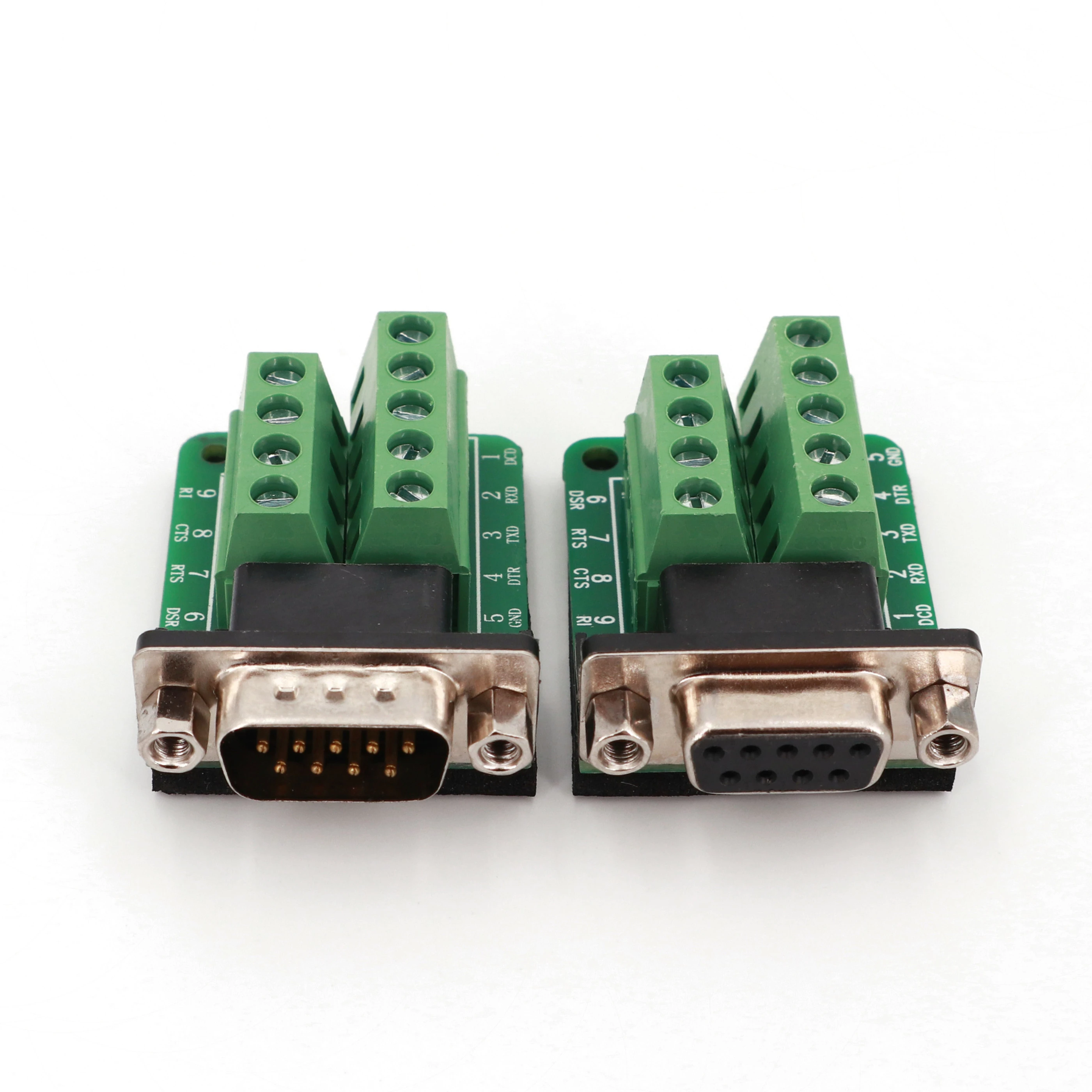 Db9 Male / Female 9pin Plug Breakout Terminals Board Rs232 Serial Port