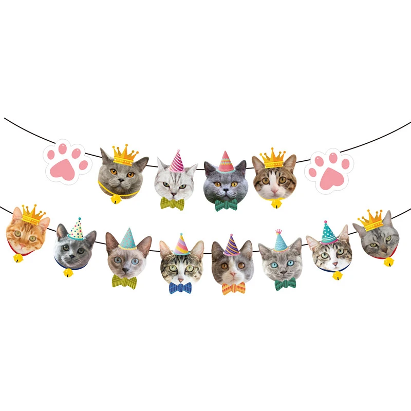 Decoration De Fete A Theme De Chat D Anniversaire Jolis Caddies Pour Animaux De Compagnie Banderole Murale Suspendue Fournitures De Fete Prenatale Aliexpress