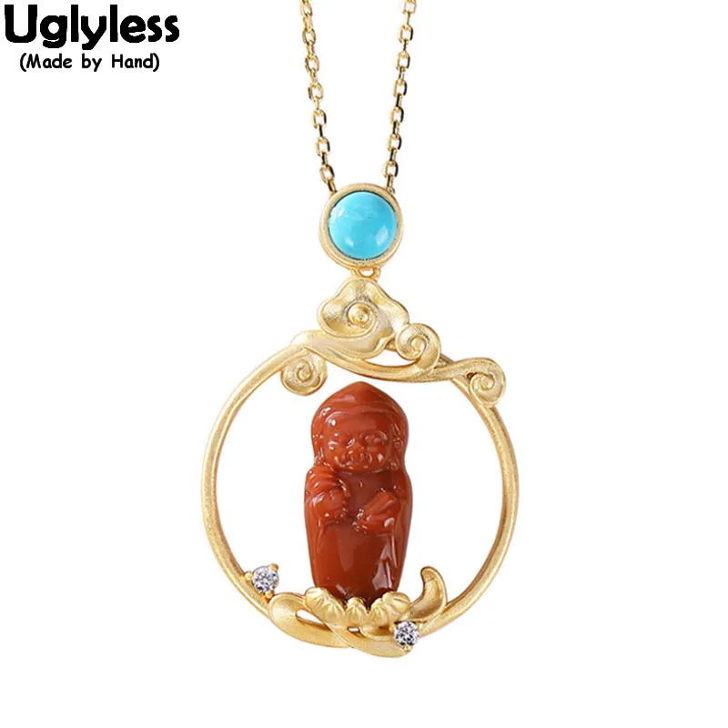 Ожерелья Uglyless Lovely Baby подвески Будды для женщин бирюзовый агат Buddhistic Gifts
