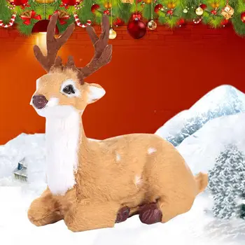 

Xmas Elk Simulation ELK Deer Christmas Reindeer Beautiful Simulated Mini Plush Plastic Shop Window New Year Lawn Ornaments Doll