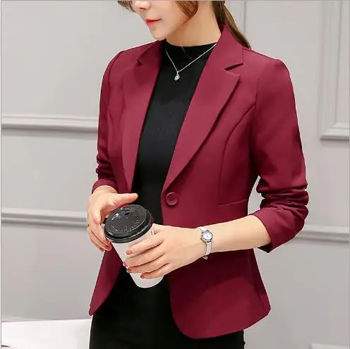 Офисное женское короткое однотонное пальто 2019 Осенняя верхняя одежда с длинными