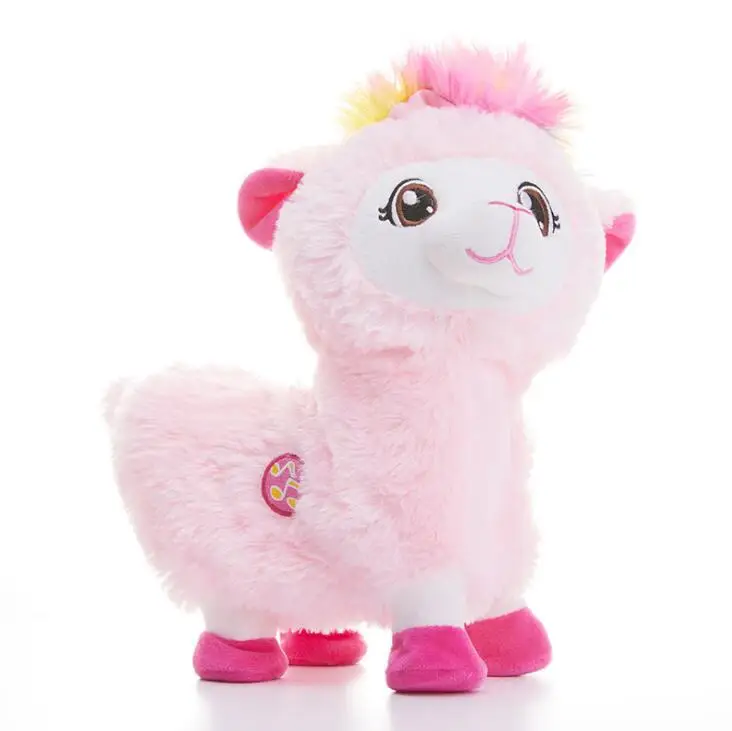 30 см электрическая плюшевая игрушка Альпака музыка овца чучело животное Альпака музыка танец качели игрушка-овечка для детей Рождественский подарок - Цвет: Розовый