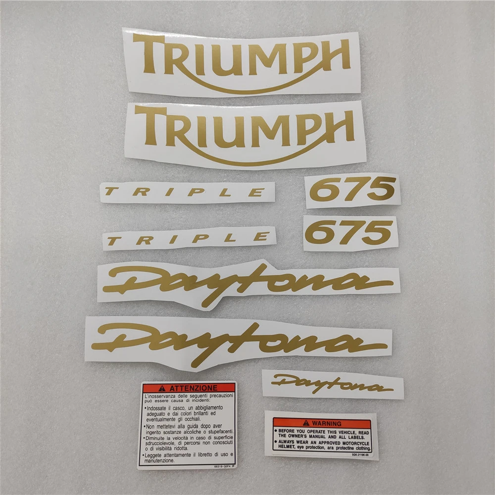 Бесплатная доставка переводная картинка для мотоцикла Triumph 675 защитная гоночная наклейка золотой полный