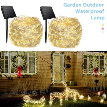 

Hot Waterproof Copper Wire String Holiday Outdoor Fairy Lights 8 Modes Solar String Lights Garden Festival Party Decoration Lamp