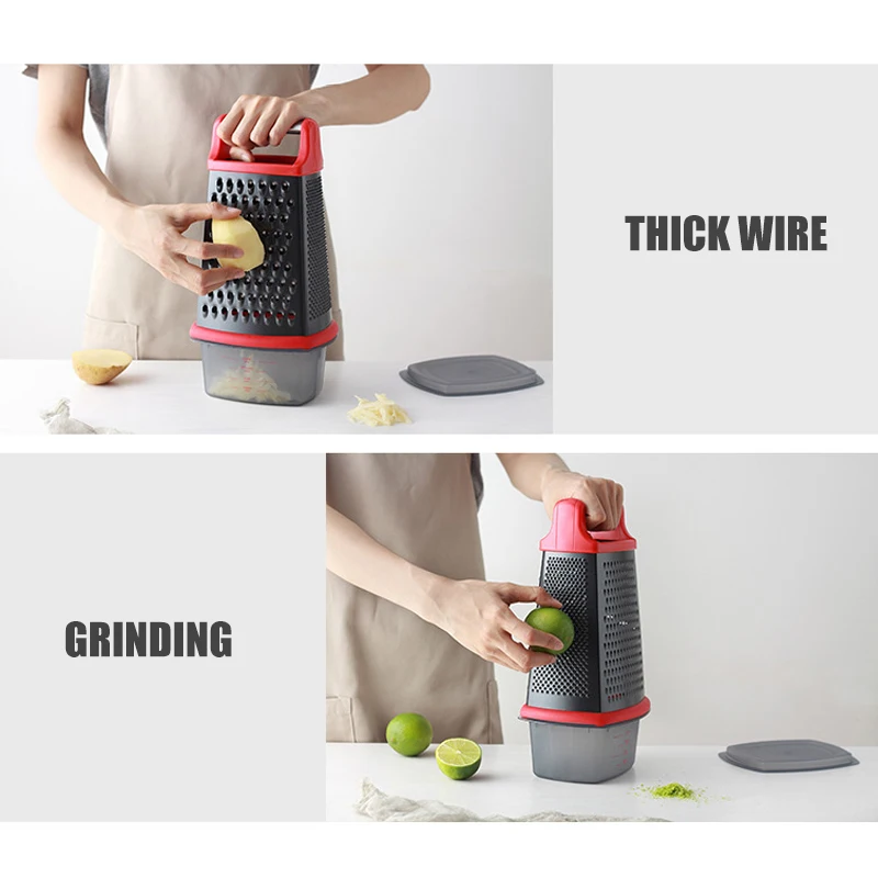 Кухня Поставки Многофункциональный антипригарное покрытие измельчитель 4 стороны терка для овощей дизайн Нержавеющая сталь@ v-образной КРЕПЕЖНОЙ ПЛАСТИНОЙ LS