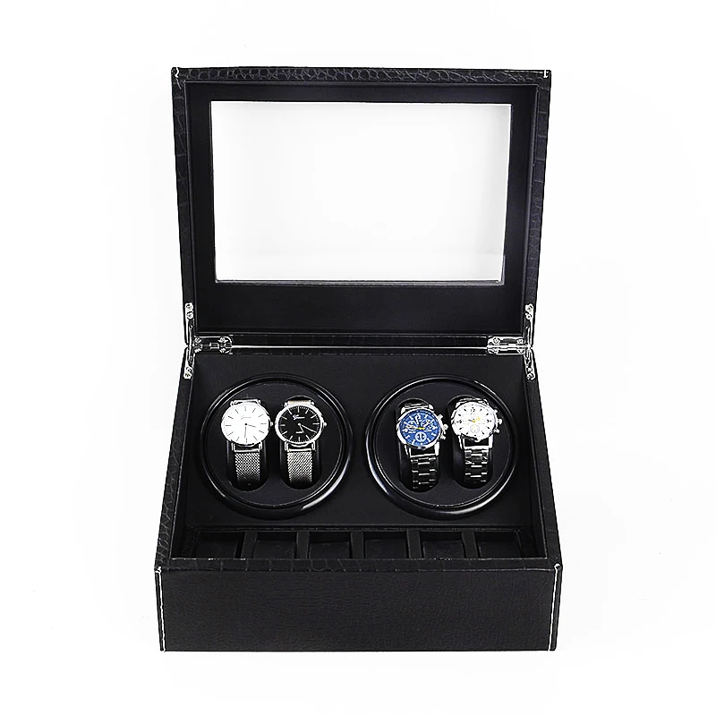ONEON модные роскошные часы Winder Открытый Мотор стоп Mute автоматические часы дисплей коробка Winders крокодиловый узор Дерево Кожа Winder
