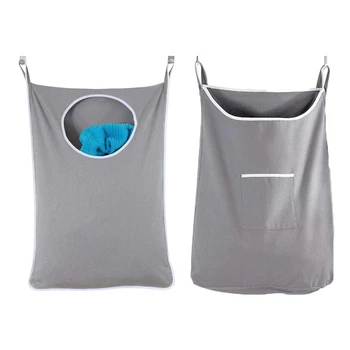 

Hanging Laundry Hamper Bag 2Pcs Space Saving Wall with Dirty Clothes Bag Large Storage Folding Basket Large Capacity Storage Col