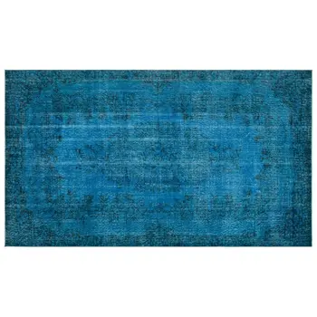 

Handmade Turquoise Vintage Overdyed Turkish Area Rug 160x281 Cm-5'3''X9'3''