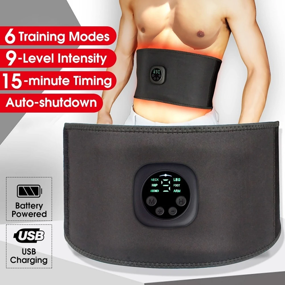 EMS Abdominal Muscle Stimulator Electric Belt Fitness Trainer 8 Training Modes