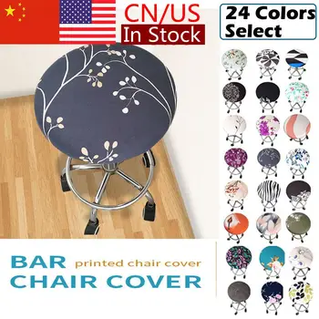 

1/2/4/6pcs Floral Printed Round Chair Cover Bar Stool Cover Elastic Seat Cover Home Chair Slipcover Round Chair Stool 2019 New