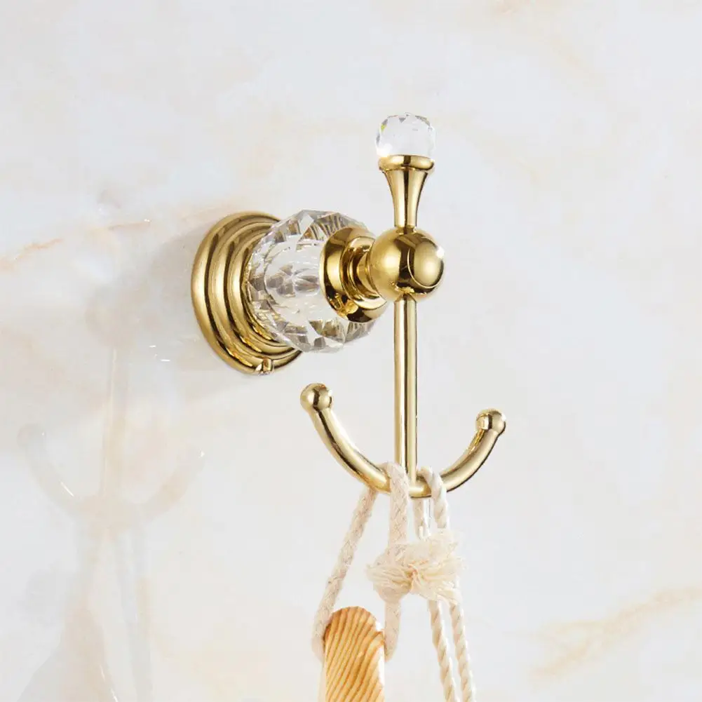 Yfashion Retro Luxury Crystal Clothes Hook Wall Mount Coat Hooks Single Hook Decorative Gift