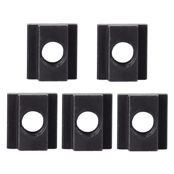 

New 1/2-inch Steel T-Slot Nut Black Oxide Plated Grade 8.8 Tapped Through 5pcs