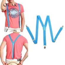 Oeak/женские и мужские Эластичные подтяжки y-образные регулируемые подтяжки ярких цветов унисекс для мужчин и женщин