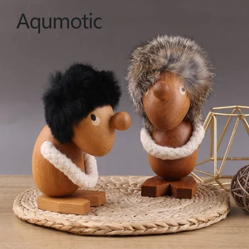 

Aqumotic Art Nordics Person Small Puppet People Wood Doll Car Decoration Gift Boy 1pc Ornaments Desk Accessories