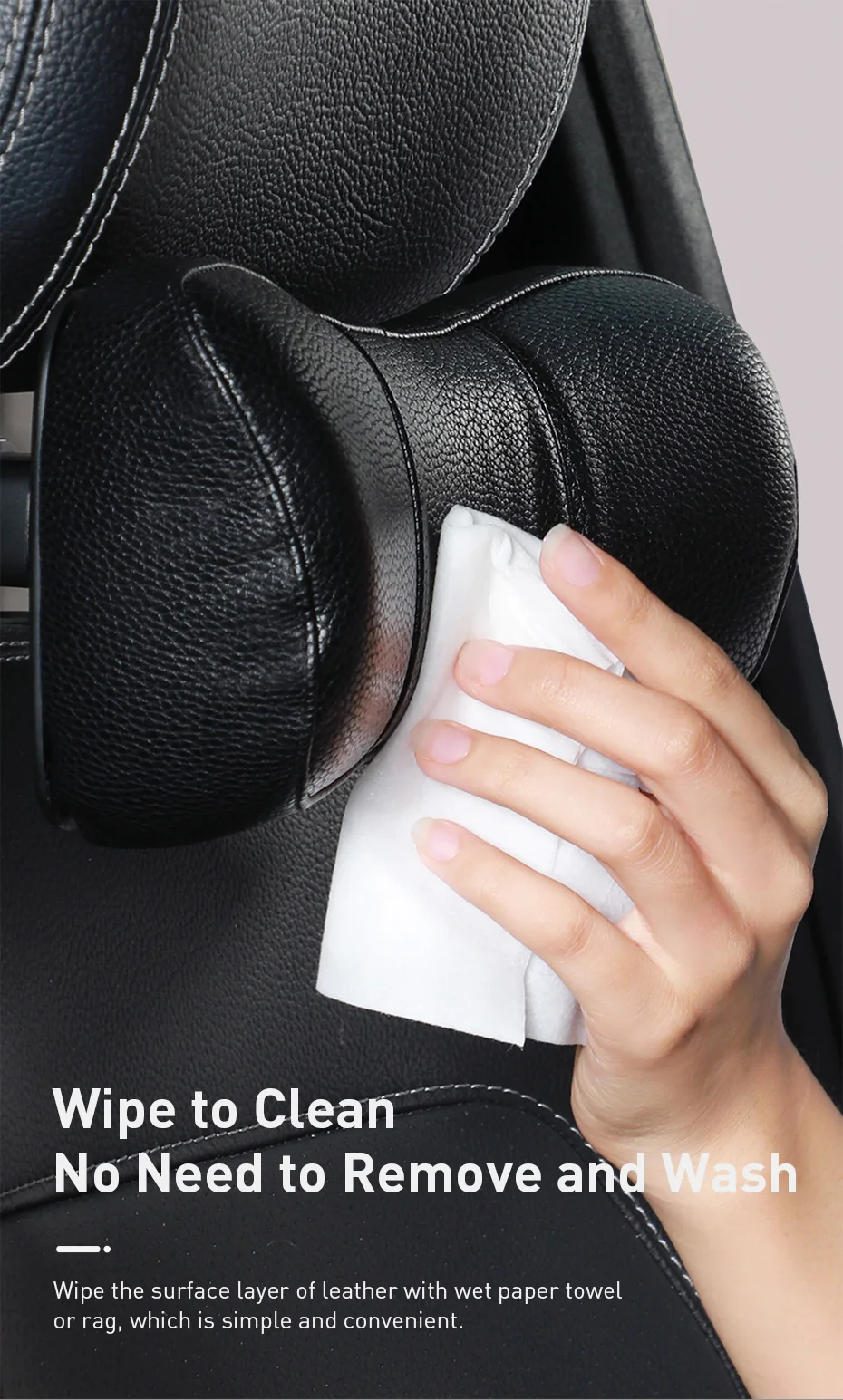 Baseus PU Leather Car Neck Pillow Spring Cushioning Adjustable Auto Memory