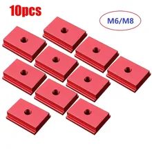 10 pces m6/m8 t faixas modelo liga de alumínio t slot porca padrão faixa de esquadria para bancada roteador mesa ferramenta para trabalhar madeira prendedor