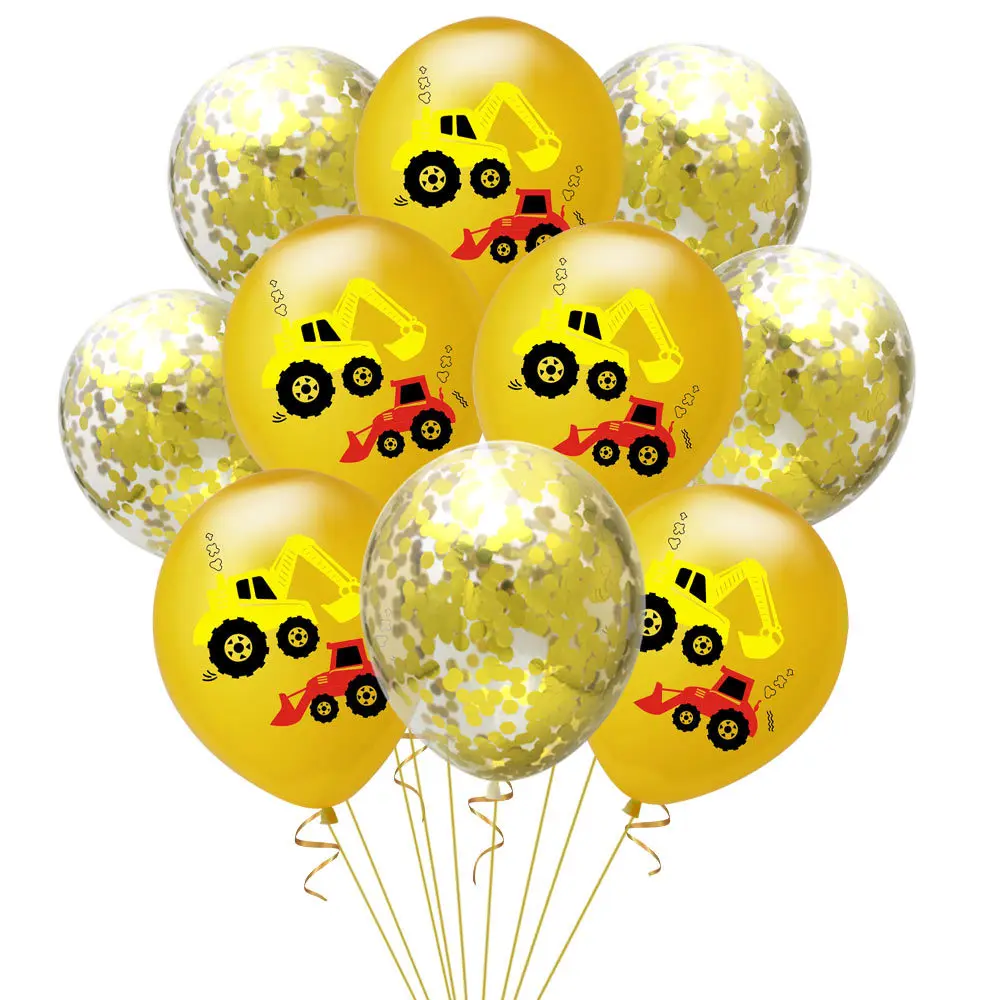 10 шт., 12 дюймов, вечерние воздушные шары с мультяшным автомобилем, комплект, экскаватор, шары в горошек для мальчиков, на день рождения, вечеринки, строительные вечерние воздушные шары - Color: 7