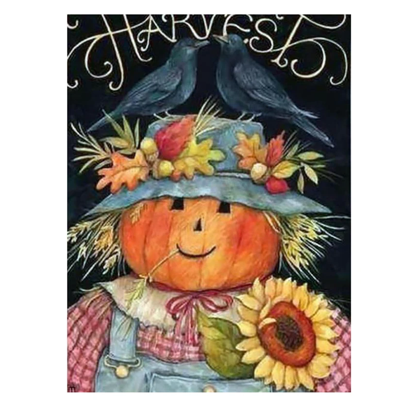 DIY 5D Cross Stitch Embroidery Home Decoration Happy Halloween Cartoon Pumpkin Full Square Handmade Diamond Painting Mosaic JX61 | Дом и сад