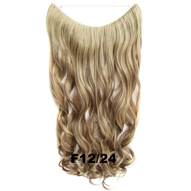 24inch 50grams 100grams Synthetic Hair Extension Gradual Color Brown Gray Blonde String Halo Hairpieces Extensions 100g-F12-24-wavy