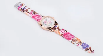 

Women Romantic Watche Girl Silicone Strap Flower Print Elegant Bracelet Watch Ladies Diamond Dress Quartz Wrist Watch Relogio