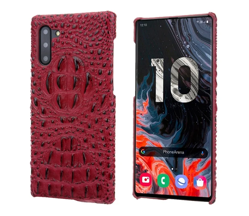 Твердый 3D чехол из натуральной кожи для samsung Galaxy Note 10 Plus Note10, чехол для сотового телефона, Роскошный милый крокодильчик, тонкая задняя крышка, чехол s