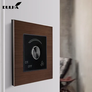

AC220V 10A Wall Speed Dimmer Switch, Adjustable On/Off Ceiling Fan Speed Dimming Switches, Luxury Brushed Satin Aluminum Panel