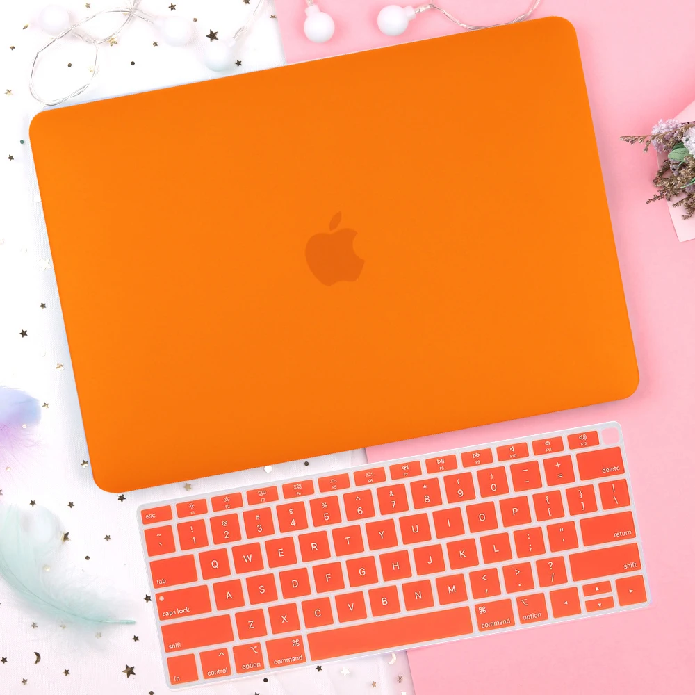Кристально прозрачный жесткий чехол для защиты Macbook Pro 13 15 Pro 16 Touch Bar A1706 A1707 A1990 Air 13 Touch ID A1932 - Цвет: Orange