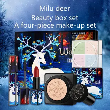 

Elk Makeup Set Lipstick Loose Powder Mascara BB Cream Small Mushroom Air Cushion Cosmetic Kit Hot Sell W1