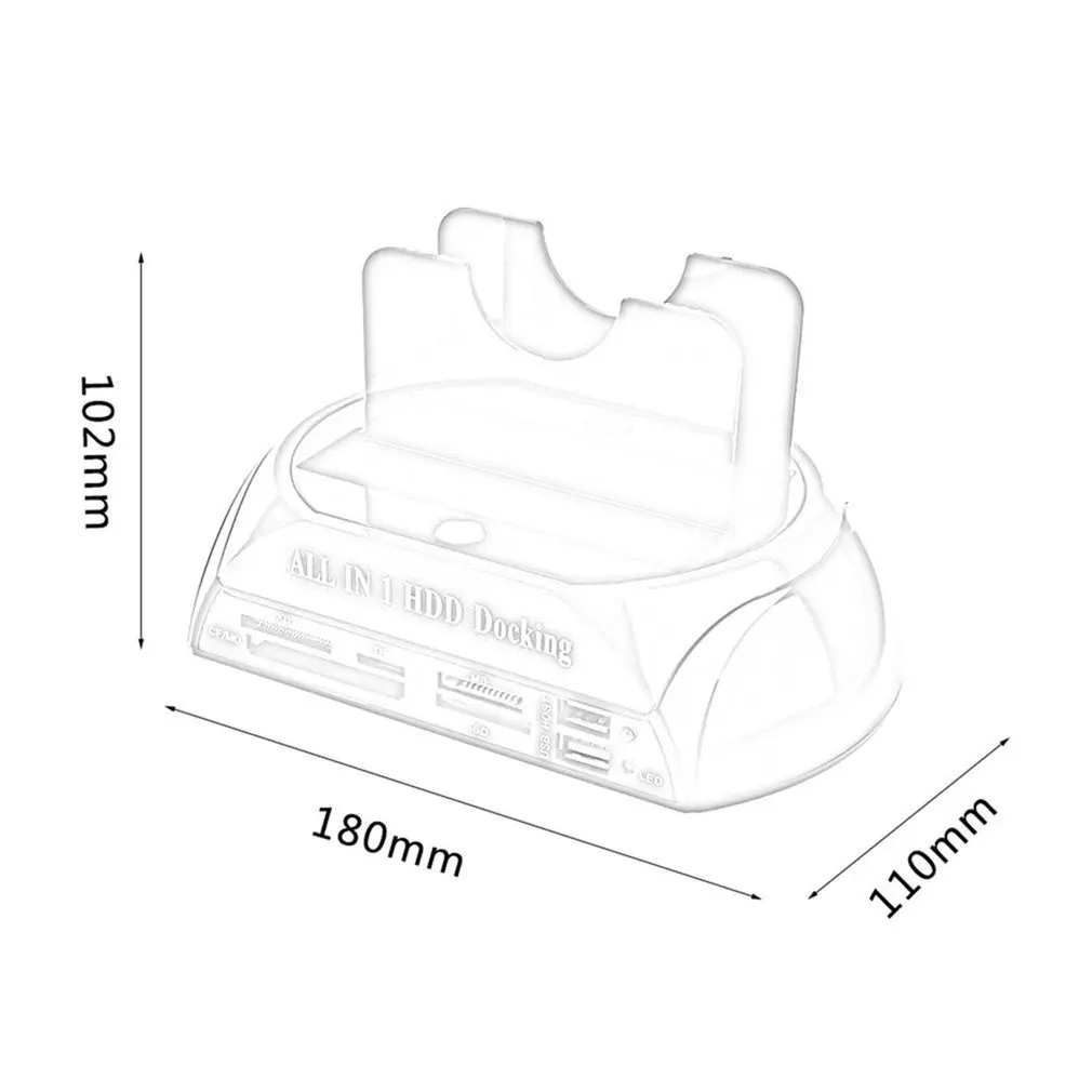 Многофункциональная док-станция для HDD Dual USB 2,0 2,5/3,5 дюймов IDE SATA Внешний HDD корпус жесткого диска кардридер