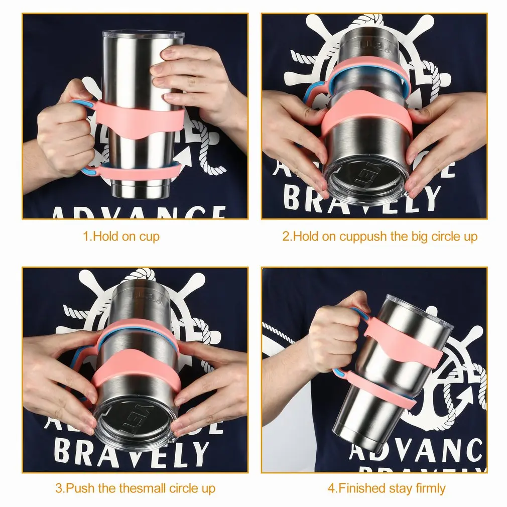 Розовый+ синий ручной держатель пластиковые чашки ручка для YETI 30 унц. Rambler tumbler ручка для 30 унций Yeti чашки кружки два кольца