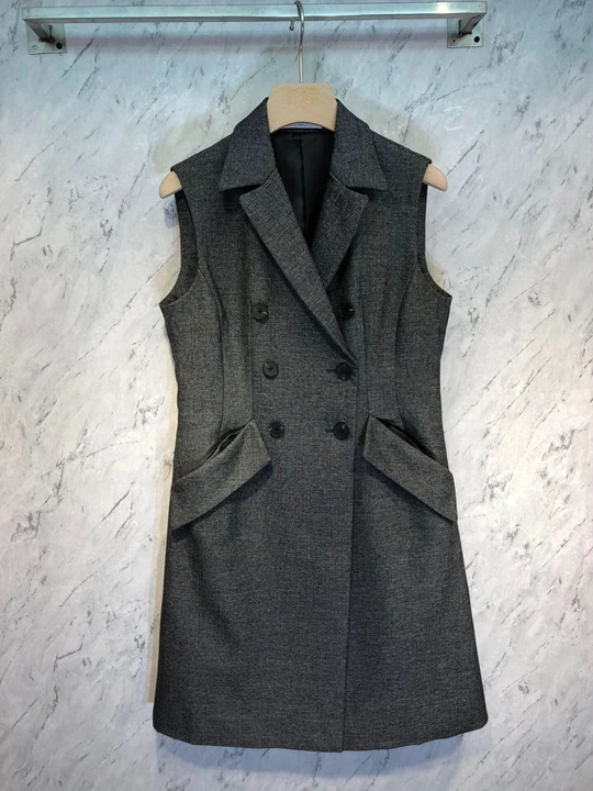 

New Women's Suit collar double-breasted decorative sleeveless dress 825 in early autumn of 2019