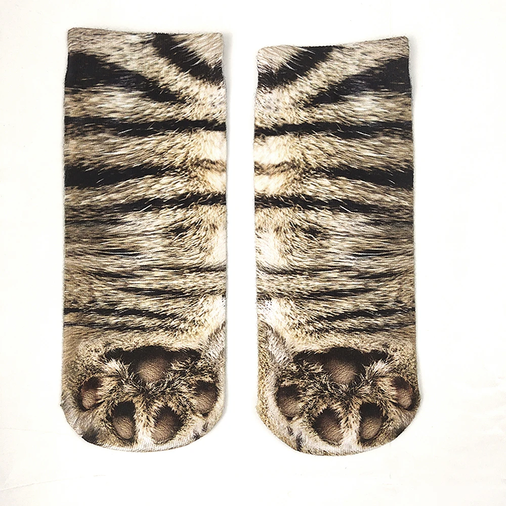Забавные носки с объемным принтом животных; мягкие повседневные носки с милой собачкой, тигром, кошкой и лапой для детей и взрослых