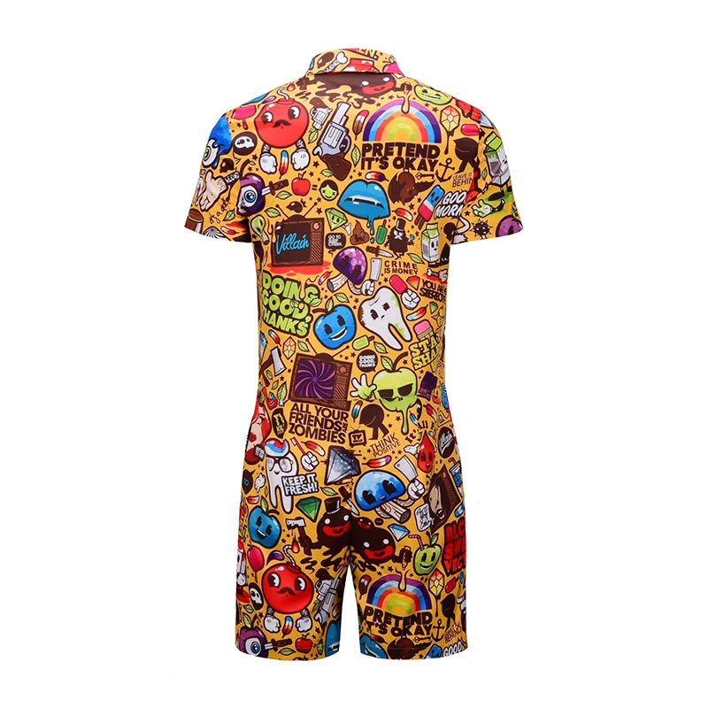 Short Mens Jumpsuits Pyjamas Fashion Pajamas Men's Sleepwear Short Sleeves Jumpsuit for Male Full Cartoon Printing Adult Onesie Short Mens Jumpsuits Pyjamas Fashion Pajamas Men's Sleepwear Short Sleeves Jumpsuit for Male Full Cartoon Printing Adult Onesie
