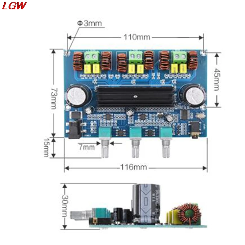 XH-A305 Bluetooth 5.0 Stereo Digital Power Amplifier Board TPA3116D2 50Wx2+100W 2.1 Channel Audio Bass Subwoofer AUX AMP Module