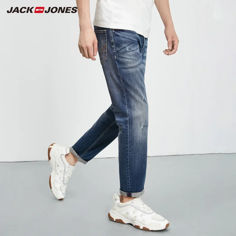 Мужские Стрейчевые зауженные укороченные джинсы JackJones модные брюки Мужская