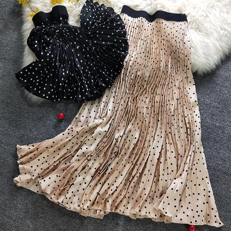 Новинка; хорошая плиссированная юбка в стиле ретро; сатиновая юбка с эластичной резинкой на талии; ручная работа; Длинные юбки; сезон весна-лето