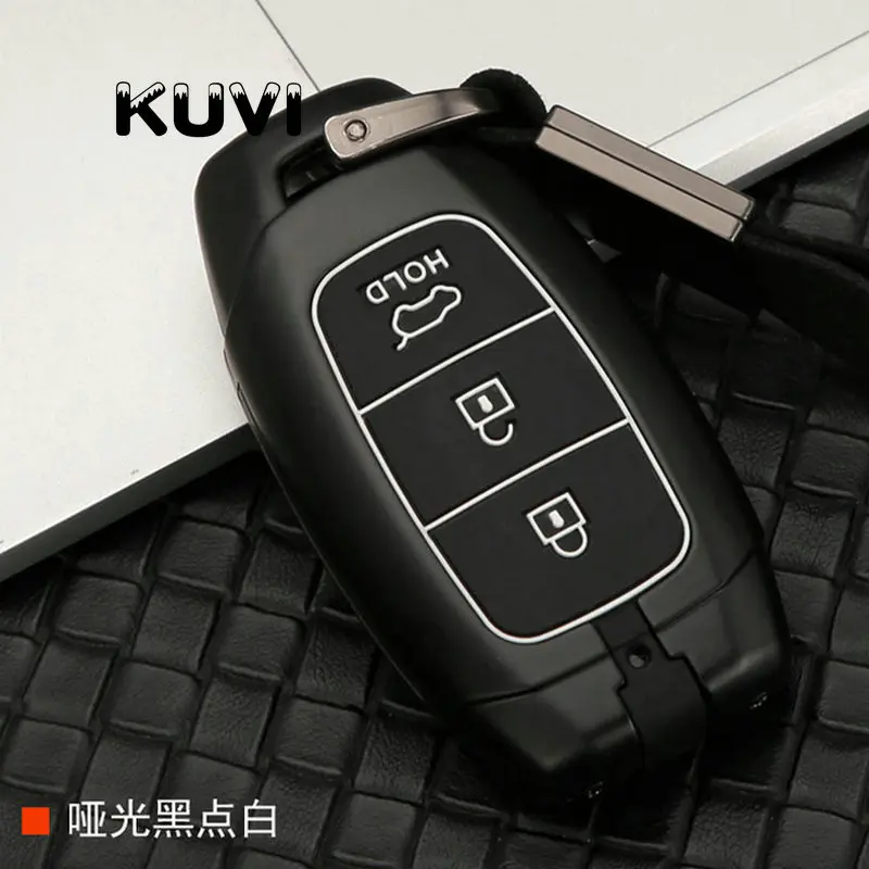 Zinc alloy Car Key Case For Hyundai i30 Ix35 KONA Encino Solaris Azera Grandeur Ig Accent Santa Fe Palisade - Название цвета: black white