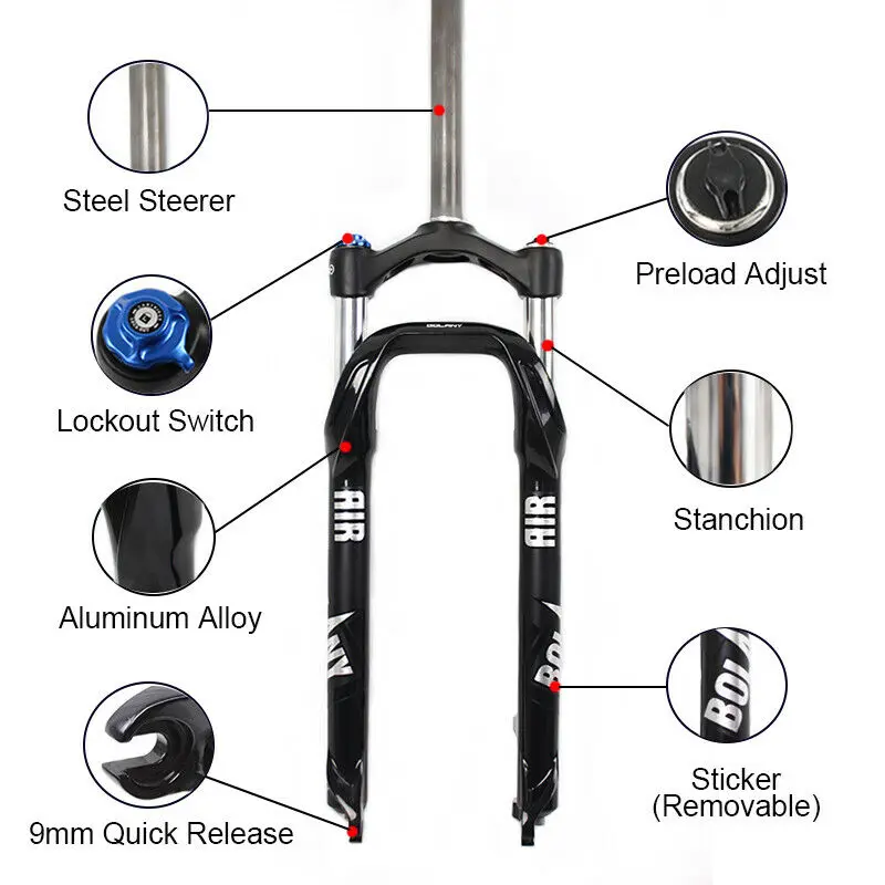 BOLANY MTB велосипед 26 ''вилка горная велосипедная передняя вилка с амортизацией 4,0" шина пляж снег велосипед подавление жир Вилка Катушка Весна 100 мм путешествия