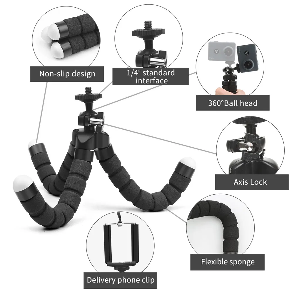 Портативный губчатый штатив крепление монопод селфи Палка для SJCAM Xiaomi Yi Gopro Hero