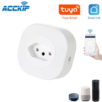 

ACCKIP Smart WiFi Plug Power Socket 16A Brazil Standard With Energy Monitor Tuya APP Control Timing Fuction BR Outlet