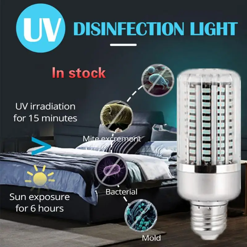 

220V 110V 40W UVC Ultraviolet Lamp E27 Corn Bulb Bactericidal Disinfection Deodor Light Household Ozone Sterilizer Smart Timing