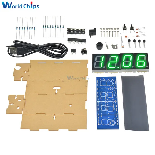 4Digit DIY LED Electronic Clock Kit Microcontroller Kit Digital Clock Time Light Control