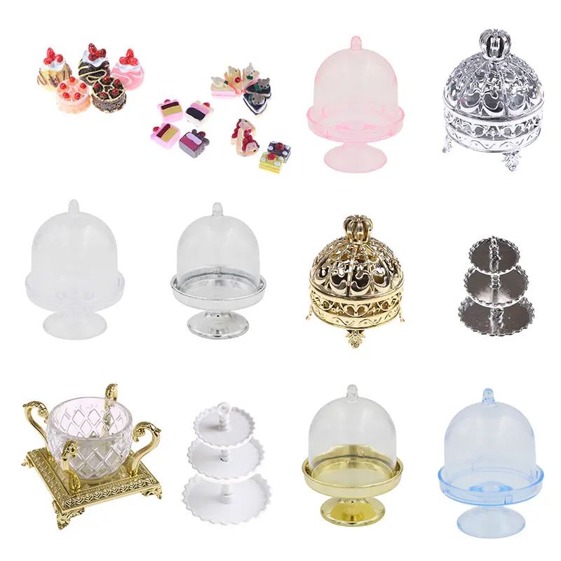 

Hot sale 1/5pcs 3D Miniature Food DIY Craft For Dollhouse Mini Dessert Pan Cake Stand Fruit Tray and mini cake Doll Kitchen Toy